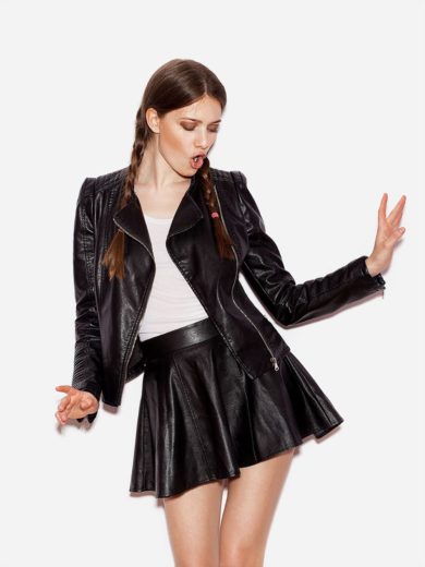 Textured vegan leather moto Jacket - Image 2